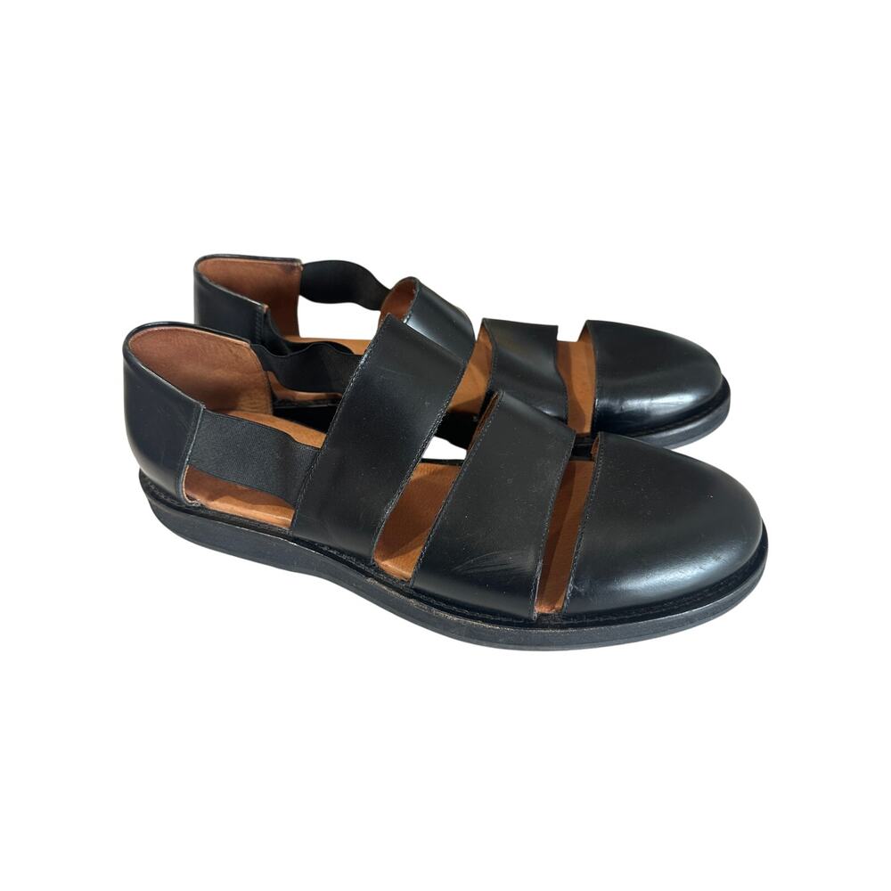 COS Men’s Black Leather Fisherman Sandals Size 10.5 Minimalist Euro Luxe